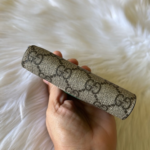 GUCCI GG Supreme Monogram Bosco Patch Card Case Wallet Beige Green - Picture 7 of 17